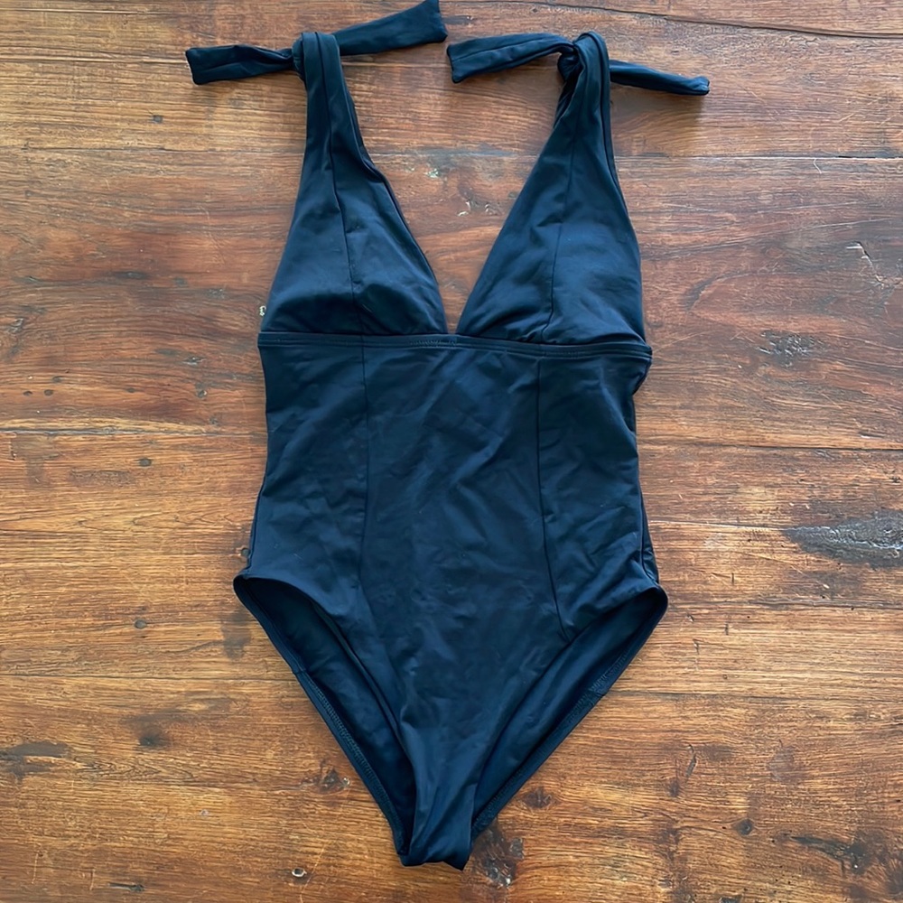 L Space black tie one piece bathing suit